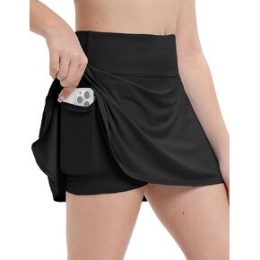 FitsT4 Sports Girl's Adjustable Waist Tennis Skirts with Pockets UPF50+ Golf Skorts