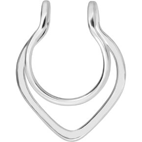 Fake Septum Ring Double V Hoop Fale Nose Earring Cuff Clip on Stud no Piercing Needed Faux Body Jewelry Gold/Silver/Rose Gold