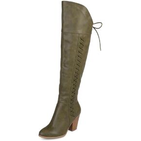 Journee Collection Womens Regular and Wide Calf Faux Lace-up Distressed Over-the-knee Boots