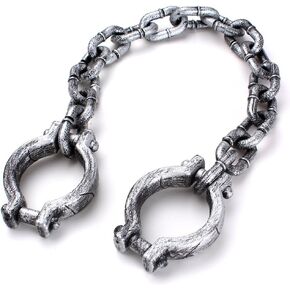 Plastic Halloween Shackles on Chain for Handcuffs Costume Props Decoration
