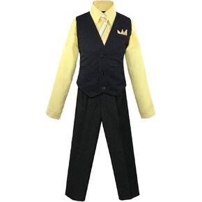 Toddler Boys' 4 Piece Vest Shirt Tie Pant and Hanky Set