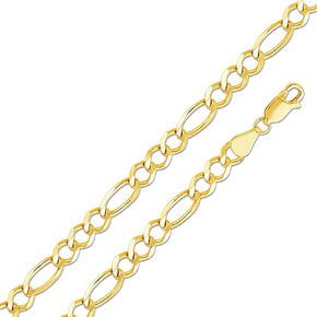 Sonia Jewels 14k Yellow Gold Solid 5.5mm Figaro 3+1 Open Chain Necklace