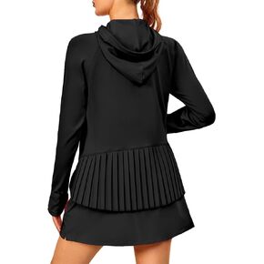 Little Donkey Andy Women's Golf Hoodie Jacket with Pleated Hem Full Zip Sun Protection Running Athletic Jackets