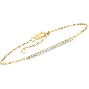 RS Pure by Ross-Simons 0.20 ct. t.w. Diamond Bar Bracelet in 14kt Yellow Gold. 7.5 inches