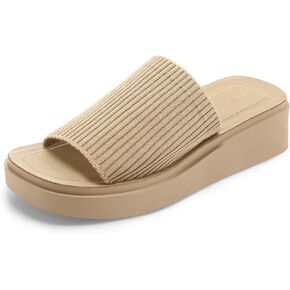 mysoft Women's Knit Platform Sandals Breathable Non-Slip Summer Slides | Breathable Knit Upper, Sweat-proof And Skin-friendly, Lightweight 1" Platform Heel, Casual And Versatile Items for Summer in Saudi Arabia