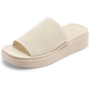 mysoft Women's 1.8 Inch Knit Platform Sandals Summer Slip On Open Toe Flatform Slide Sandals