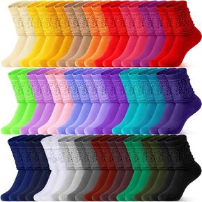 28 Pairs Women Slouch Socks Bulk, Extra Long Knee High Scrunch Socks Knit Stacked Socks for Women, 28 Colors