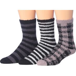 JAMES FIALLO Men's 3-Pairs Cozy Microfiber Anti-Skid Soft Fuzzy Crew Socks in Kuwait