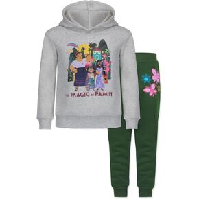 Disney Encanto Girls 2 Piece Hoodie and Jogger Pants Set for Toddler, and Big Kids – Beige/Green