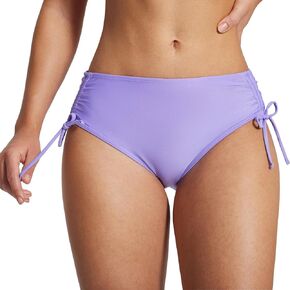 BALEAF Women's Bikini Bottom Mid Waisted Adjustable Side Tie Swim Bottoms Ruched Cheeky Mid Coverage Swim Briefs