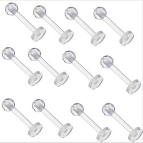 Happyupcity Cartilage Earring 30Pcs Clear Silica Gel and Acrylic Retainer Lip Rings Nose Studs Ear Helix Earring Clear Flat Top Retainer