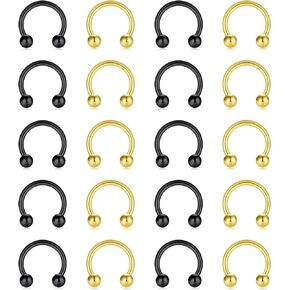 Briana Williams Septum Rings 16g Septum Jewelry Surgical Steel Septum Ring Hinged Seamless Horseshoe Septum Piercing Horseshoe Hoop Earring Tragus Cartilage Helix Eyebrow Lip Piercing Jewelry