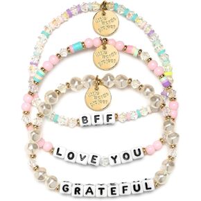 Little Words Project Handcrafted and Uniquely Designed Beaded Bracelets - Stack of 3 Bracelets