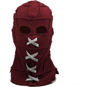 Cosplay Mask Knitted Scary Red Breathable Full Head Hood Balaclavas Accessory Props Halloween