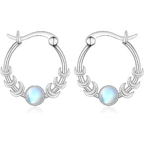 Triple Moon Goddess Earrings 925 Sterling Silver Moonstone Earrings for Women Pagan Wiccan Jewelry Gifts for Women Girls