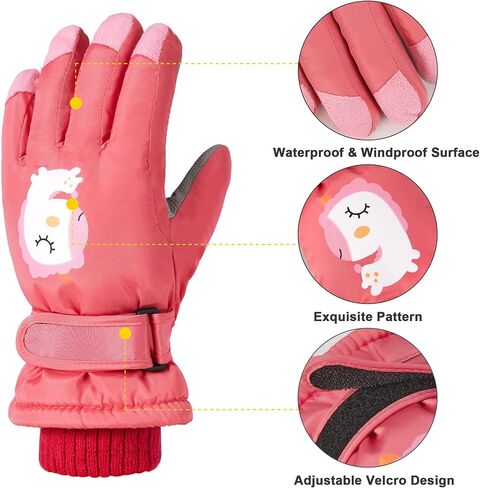 Kids Snow Gloves Girls Boys Winter Gloves Waterproof Warm Ski Gloves for 5-9 Children in Saudi Arabia