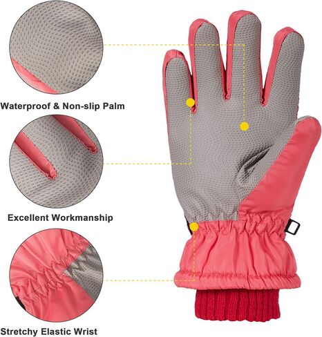 Kids Snow Gloves Girls Boys Winter Gloves Waterproof Warm Ski Gloves for 5-9 Children in Saudi Arabia