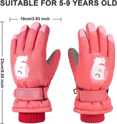 Kids Snow Gloves Girls Boys Winter Gloves Waterproof Warm Ski Gloves for 5-9 Children in Saudi Arabia