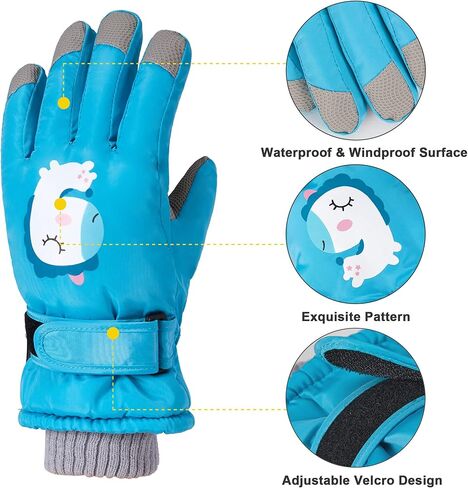 قفازات الثلج للأطفال البنات والأولاد قفازات شتوية مقاومة للماء قفازات تزلج دافئة للأطفال من 5 إلى 9 أطفال in Kuwait