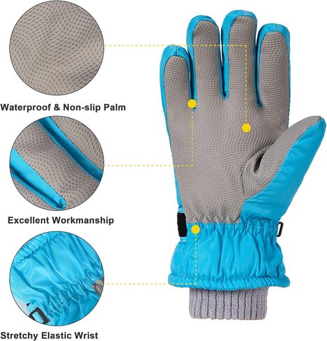 قفازات الثلج للأطفال البنات والأولاد قفازات شتوية مقاومة للماء قفازات تزلج دافئة للأطفال من 5 إلى 9 أطفال in Kuwait