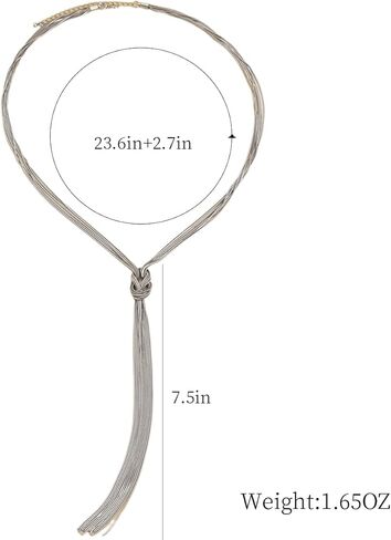 LUREME الذهب/الفضة ثعبان سلسلة Y شكل طويل شرابة قلادة للنساء قابل للتعديل سلسلة قلادة الجسم سلسلة مجوهرات (nl006348) in Kuwait