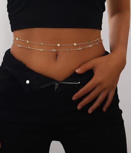 TOBENY 18K مطلية بالذهب سلسلة الخصر الطبقات للنساء سلسلة البطن متعددة الطبقات للماء للخصر سلاسل الخصر قابل للتعديل 27.5 بوصة - 35.5 بوصة الصيف مجوهرات الجسم مجوهرات البطن للنساء in Saudi Arabia