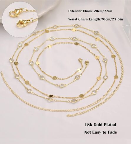 TOBENY 18K مطلية بالذهب سلسلة الخصر الطبقات للنساء سلسلة البطن متعددة الطبقات للماء للخصر سلاسل الخصر قابل للتعديل 27.5 بوصة - 35.5 بوصة الصيف مجوهرات الجسم مجوهرات البطن للنساء in Saudi Arabia