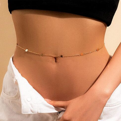 TOBENY 18K مطلية بالذهب سلسلة الخصر الطبقات للنساء سلسلة البطن متعددة الطبقات للماء للخصر سلاسل الخصر قابل للتعديل 27.5 بوصة - 35.5 بوصة الصيف مجوهرات الجسم مجوهرات البطن للنساء in Saudi Arabia