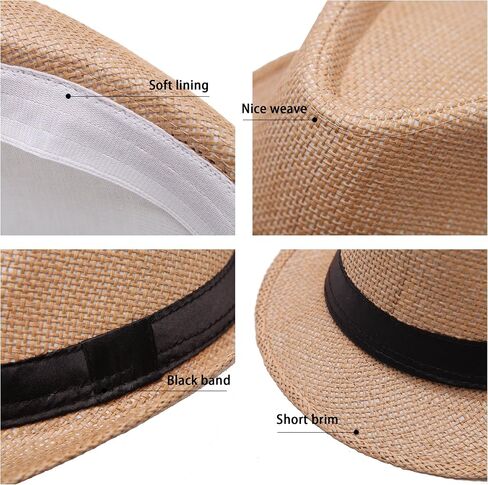 LADYBRO Mens Fedora Hats for Men - Fedora Hat Panama Hat Straw Hat Trilby Hat Summer Hat (Pack of 3) in Saudi Arabia
