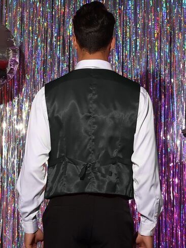 Lars Amadeus Shiny Sequin Vest for Men's V-Neck Party Sleeveless Suit Waistcoat in Saudi Arabia