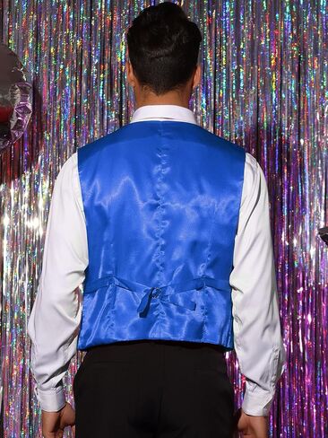 Lars Amadeus Shiny Sequin Vest for Men's V-Neck Party Sleeveless Suit Waistcoat in Saudi Arabia