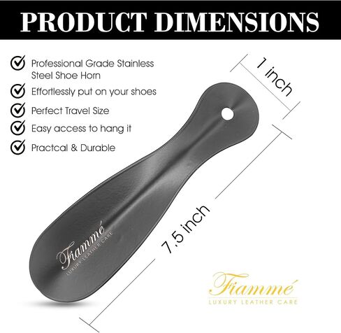 Leather Hero Metal Shoe Horn Stainless Steel ShoeHorn for Men & Women - 7.5" Portable for Travel- Professional Quality in Kuwait