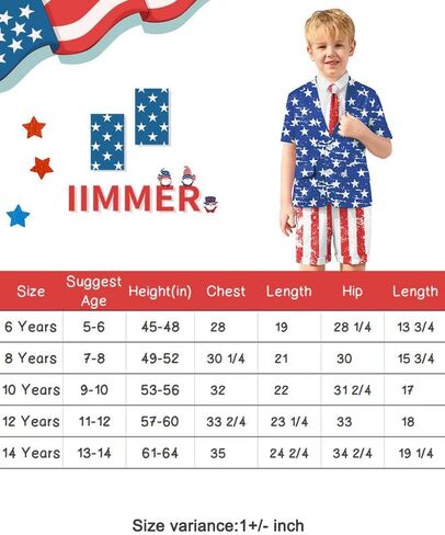 Child Boys 4th July President's Day 3-Piece Suit Vintage Blue Red Stars and Stripes Tee Shirt Merica Patriotic Flag Short Outfit 9-10 Years #2 in Kuwait