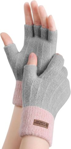 Fingerless Gloves - Half Finger Mittens Winter Knitted Thermal Women Gloves For Cold Weather Typing Working Driving in Saudi Arabia