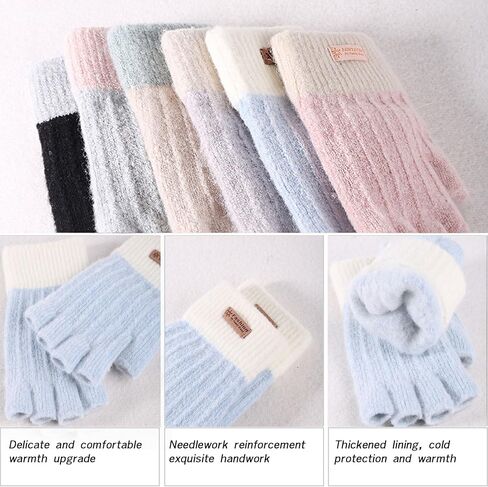 Fingerless Gloves - Half Finger Mittens Winter Knitted Thermal Women Gloves For Cold Weather Typing Working Driving in Saudi Arabia