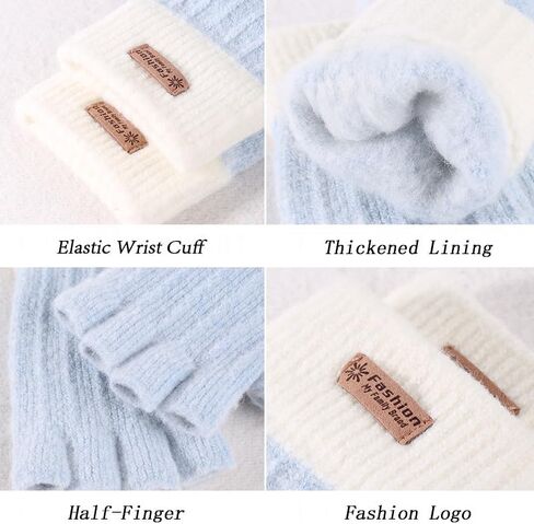 Fingerless Gloves - Half Finger Mittens Winter Knitted Thermal Women Gloves For Cold Weather Typing Working Driving in Saudi Arabia