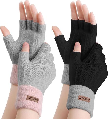 Fingerless Gloves - Half Finger Mittens Winter Knitted Thermal Women Gloves For Cold Weather Typing Working Driving in Saudi Arabia