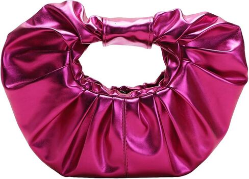 Verdusa Women's Metallic Ruched Handbag Leather Clutch Purse Dumpling Pouch Bag in Saudi Arabia