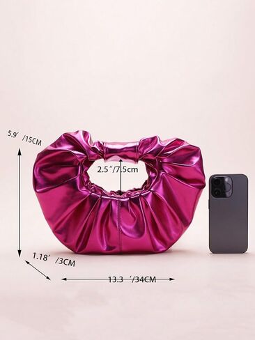 Verdusa Women's Metallic Ruched Handbag Leather Clutch Purse Dumpling Pouch Bag in Saudi Arabia