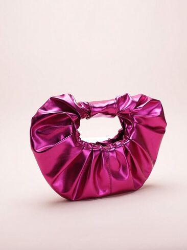 Verdusa Women's Metallic Ruched Handbag Leather Clutch Purse Dumpling Pouch Bag in Saudi Arabia