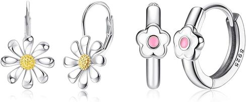 Milacolato هوب الأقراط للفتيات هيبوالرجينيك خفيفة الوزن 18K مطلية بالذهب ديزي هوب الأقراط لطيف صغير الغضروف الذهب القرط الفضة الاسترليني Huggie هوب الأقراط للطفل طفل 2PCS in Kuwait