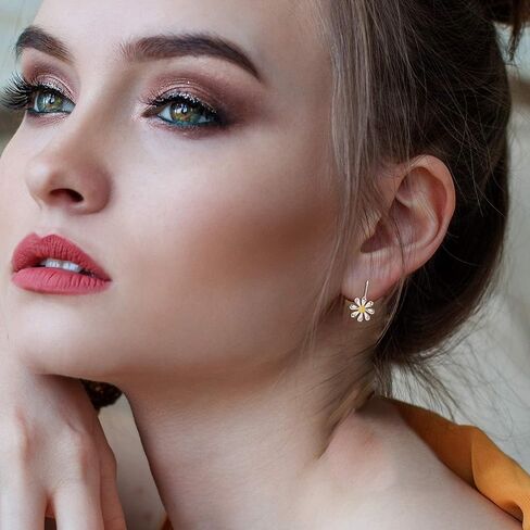 Milacolato هوب الأقراط للفتيات هيبوالرجينيك خفيفة الوزن 18K مطلية بالذهب ديزي هوب الأقراط لطيف صغير الغضروف الذهب القرط الفضة الاسترليني Huggie هوب الأقراط للطفل طفل 2PCS in Kuwait