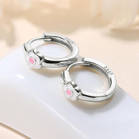 Milacolato هوب الأقراط للفتيات هيبوالرجينيك خفيفة الوزن 18K مطلية بالذهب ديزي هوب الأقراط لطيف صغير الغضروف الذهب القرط الفضة الاسترليني Huggie هوب الأقراط للطفل طفل 2PCS in Kuwait