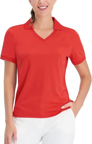 قمصان بولو Hiverlay للسيدات قمصان جولف بياقة على شكل حرف V وقمصان تنس سريعة الجفاف للحماية من الشمس وخفيفة الوزن in Kuwait