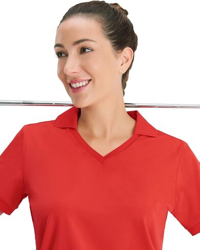 قمصان بولو Hiverlay للسيدات قمصان جولف بياقة على شكل حرف V وقمصان تنس سريعة الجفاف للحماية من الشمس وخفيفة الوزن in Kuwait