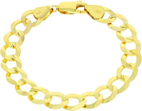 Nuragold 10k Yellow Gold 10mm Solid Cuban Curb Link Chain Bracelet, Mens Jewelry 7" 7.5" 8" 8.5" 9" in Saudi Arabia