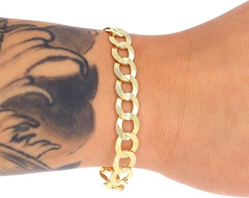 Nuragold 10k Yellow Gold 10mm Solid Cuban Curb Link Chain Bracelet, Mens Jewelry 7" 7.5" 8" 8.5" 9" in Saudi Arabia