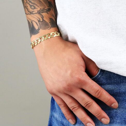 Nuragold 10k Yellow Gold 10mm Solid Cuban Curb Link Chain Bracelet, Mens Jewelry 7" 7.5" 8" 8.5" 9" in Saudi Arabia