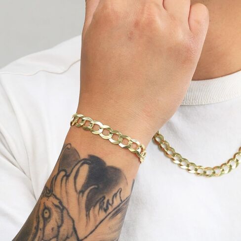 Nuragold 10k Yellow Gold 10mm Solid Cuban Curb Link Chain Bracelet, Mens Jewelry 7" 7.5" 8" 8.5" 9" in Saudi Arabia