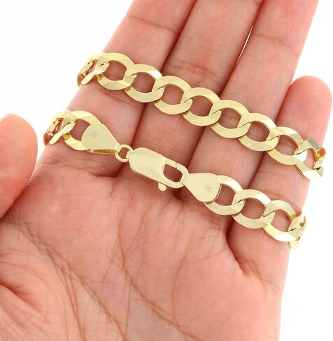 Nuragold 10k Yellow Gold 10mm Solid Cuban Curb Link Chain Bracelet, Mens Jewelry 7" 7.5" 8" 8.5" 9" in Saudi Arabia